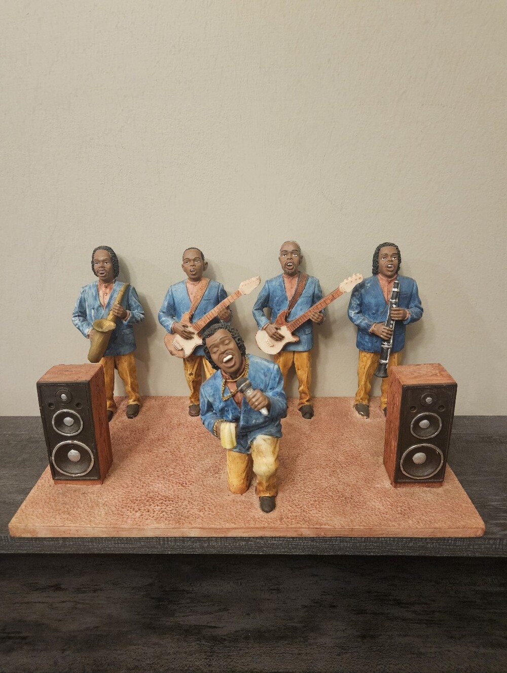 Vintage African American Soul/Jazz Band Figurine Set - 5 Musicians & Speakers
